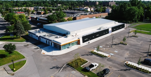 Drone shot of Blackburn Arena facility