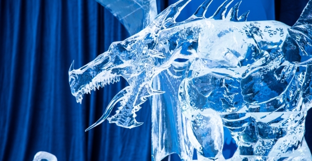 An ice sculpture of a dragon